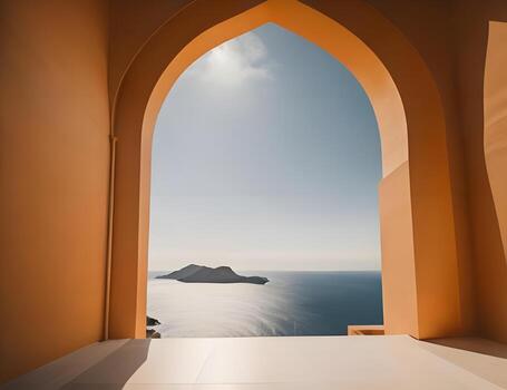 AI generated Beautiful view of the sea in Santorini island, Greece. generative ai photo