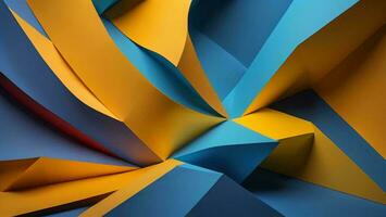 AI generated Abstract geometric shapes in blue, yellow and orange colors. generative ai photo