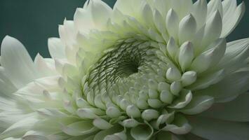 AI generated White chrysanthemum close-up on a green background. generative ai photo