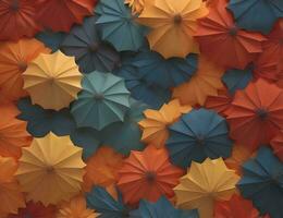 AI generated Colorful umbrellas background, generative ai photo