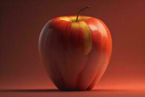 AI generated Red apple on a red background. ai generated photo