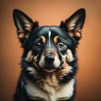 ai generado retrato de un hermosa perro en un marrón antecedentes. retrato de un perro. generativo ai foto