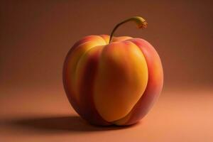 AI generated Peach on a brown background. ai generated photo