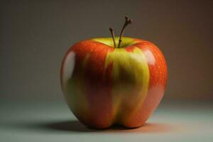 ai generado rojo manzana en un gris antecedentes. el concepto de sano comiendo. ai generado foto