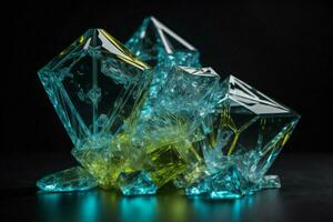 AI generated crystal glass on black background, close up, low angle view. ai generated photo