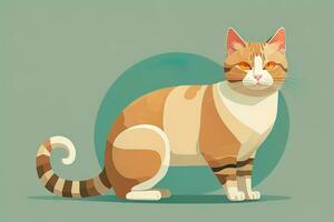 AI generated Cute cat sitting on the floor. Vector illustration in retro style. ai generative photo