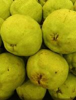 Big green pear. Fresh and healthy fruit photo