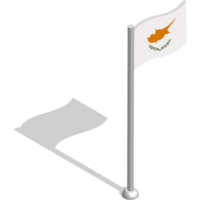 isométrique drapeau de Chypre dans mouvement sur mât de drapeau. nationale bannière papillonne dans vent. png image sur transparent Contexte