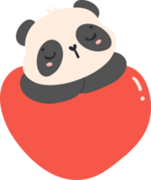 Cute Baby Panda Valentine with heart kawaii animal cartoon hand drawn png