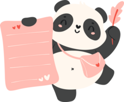 Cute Baby Panda Valentine love letter png