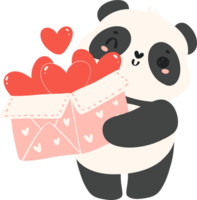 Cute Baby Panda Valentine with love hearts box png