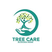 Tree care, save tree logo vector, people tree logo icon template vector