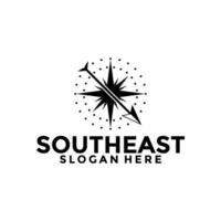 Southeast Compass logo design vector template, Creative compass logo with arrow