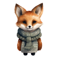 AI generated cute fox wearing a sweater. AI generated image png