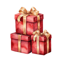 AI generated red boxes with gold bows. AI generated image png