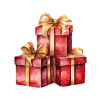 AI generated red boxes with gold bows. AI generated image png