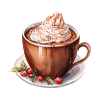 ai generado taza de caliente chocolate con azotado crema. ai generado imagen png