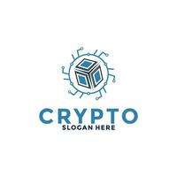 Digital Crypto currency logo with Blockchain technology. Financial technology or fintech logo template vector