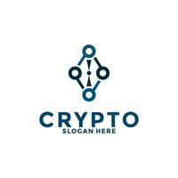 Digital Crypto currency logo with Blockchain technology. Financial technology or fintech logo template vector