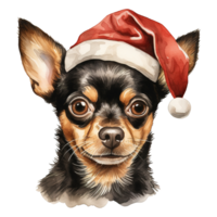 AI generated Chihuahua Dog Wearing a Santa Hat. AI generated image png