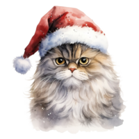 ai generado persa gato vistiendo un Papa Noel sombrero. ai generado imagen png