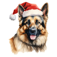 AI generated German Shepherd Dog Wearing a Santa Hat. AI generated image png