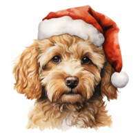 AI generated Poodle Dog Wearing a Santa Hat. AI generated image png