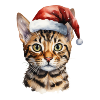 ai généré Bengale chat portant une Père Noël chapeau. ai généré image png