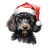 AI generated Poodle Dog Wearing a Santa Hat. AI generated image png