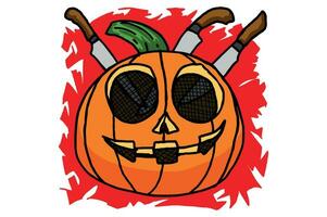 Halloween Pumpkin Head Sublimation Design vector