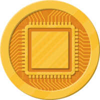 gyllene mynt med dator chip png