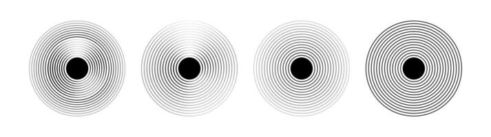 sonido pulsación de un circular ola embalar. radio señal o chapoteo de agua. aislado conjunto de vector elementos en blanco antecedentes.