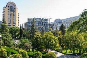 green Vake Park in Tbilisi city on sunny day photo