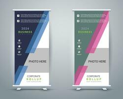 Vector corporate x banner pull up roll up banner standee template with creative shapes