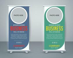 Vector corporate x banner pull up roll up banner standee template with creative shapes