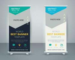 Vector corporate x banner pull up roll up banner standee template with creative shapes