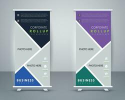 Vector corporate x banner pull up roll up banner standee template with creative shapes