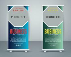 Vector corporate x banner pull up roll up banner standee template with creative shapes