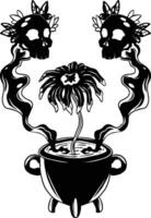 Black samhain ritual hand drawn illustration vector