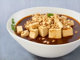 AI generated A traditional dish of tofu sprinkled with peanuts, Ai generated photo