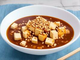 AI generated A traditional dish of tofu sprinkled with peanuts, Ai generated photo