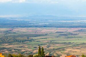 view of Alazan valley in Kakheti at autumn sunset photo