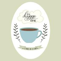 Isolated coffee cup with leaves Hygge time concept Vector illustration