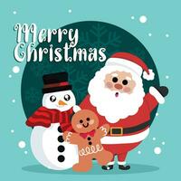 Christmas cute card with cute characters Vector illustration