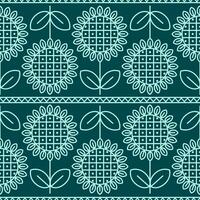 Seamless pattern of the sunflowers on the blue background. Ethnic vector design for fabric, wallpaper, border, wrapping paper
