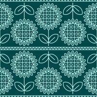 Seamless pattern of the sunflowers on the blue background. Ethnic vector design for fabric, wallpaper, border, wrapping paper