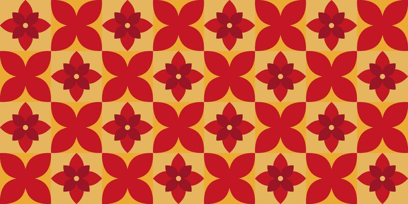 Christmas retro geometric background with festive shapes, seamless pattern
