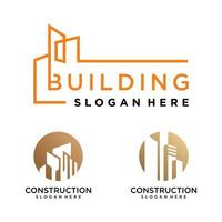 Building logo design vector with creative element concept style