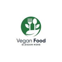 Vegan food logo vector design illustration with creative element concept