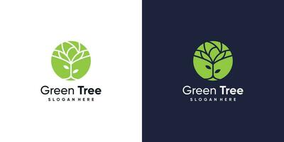 Green tree logo vector design illustration with creative element concept